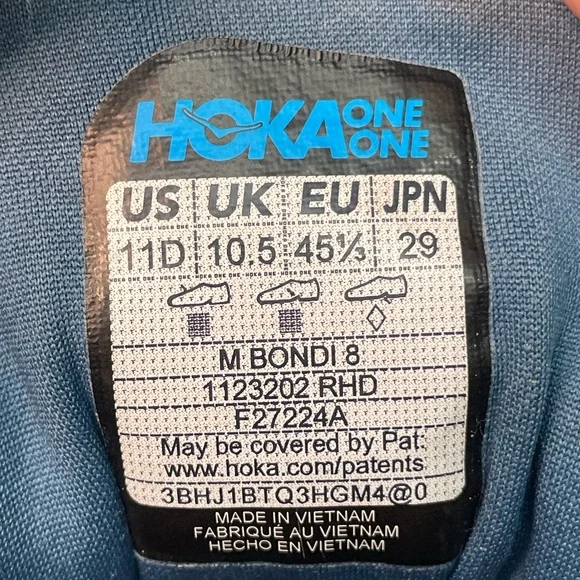 Hoka One One Bondi 8 Real Teal Shadow Mens Blue Size 11 Running Shoes - Picture 2 of 16